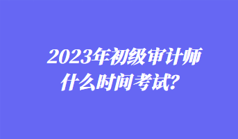 2023年初級審計師什么時間考試？