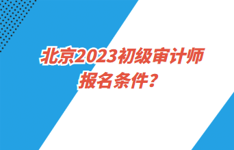 北京2023初級審計師報名條件？