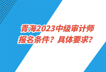 青海2023中級審計師報名條件？具體要求？