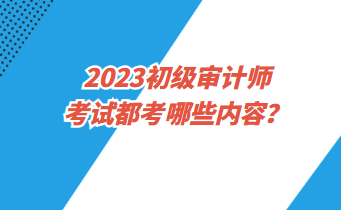 2023初級審計師考試都考哪些內容？