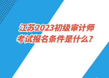 江蘇2023初級審計(jì)師考試報(bào)名條件是什么？