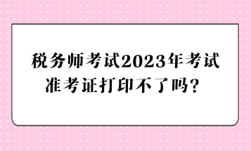 稅務(wù)師考試2023年考試準(zhǔn)考證打印不了嗎？