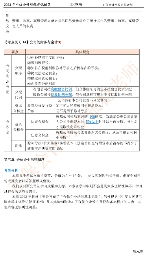 張穩(wěn)老師：2023中級會計經(jīng)濟法臨門一腳沖刺資料（第二章）