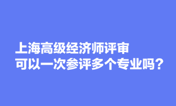 上海高級經濟師評審可以一次參評多個專業(yè)嗎？