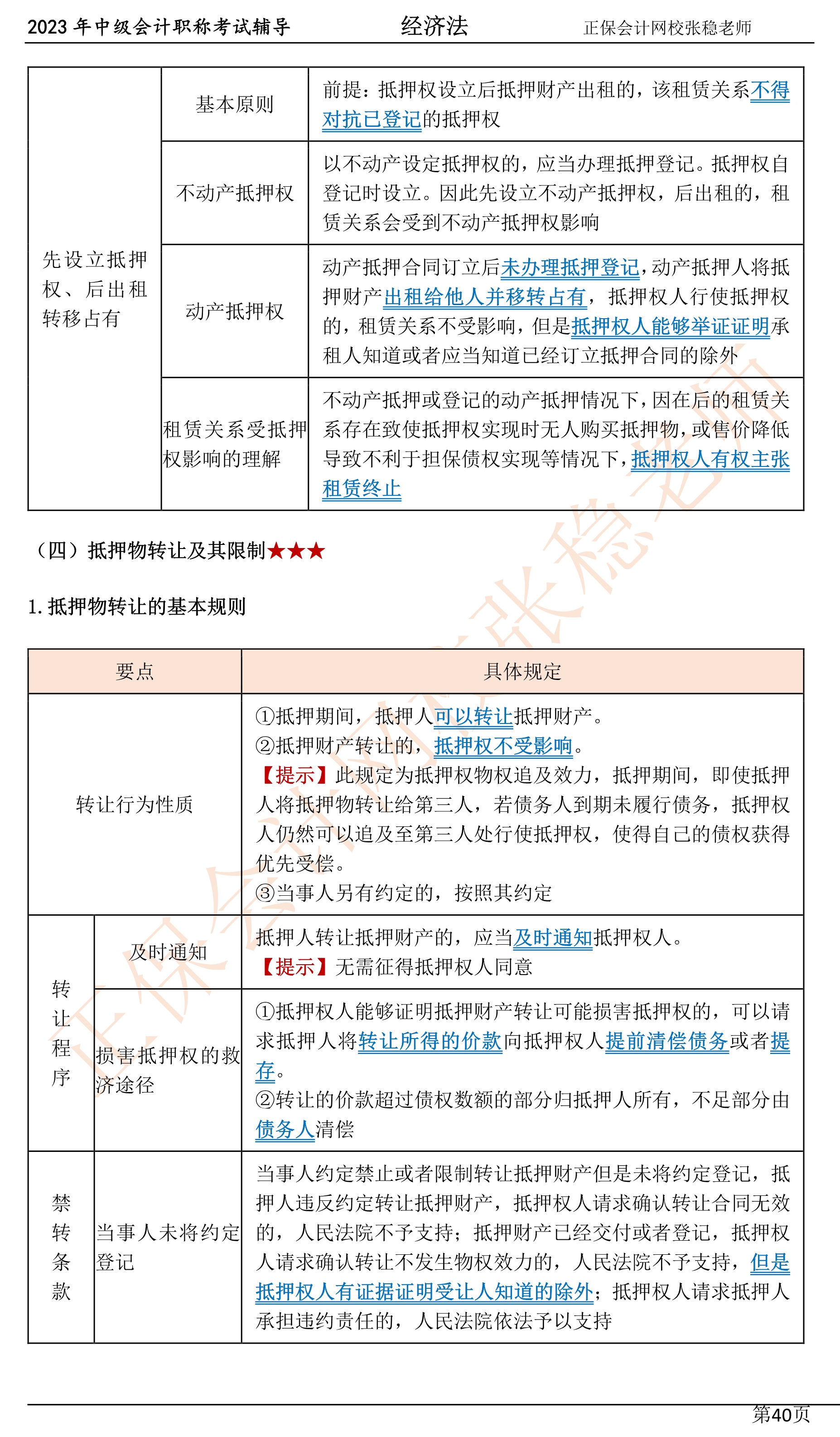 張穩(wěn)老師：2023中級(jí)會(huì)計(jì)經(jīng)濟(jì)法臨門一腳沖刺資料（第四章）