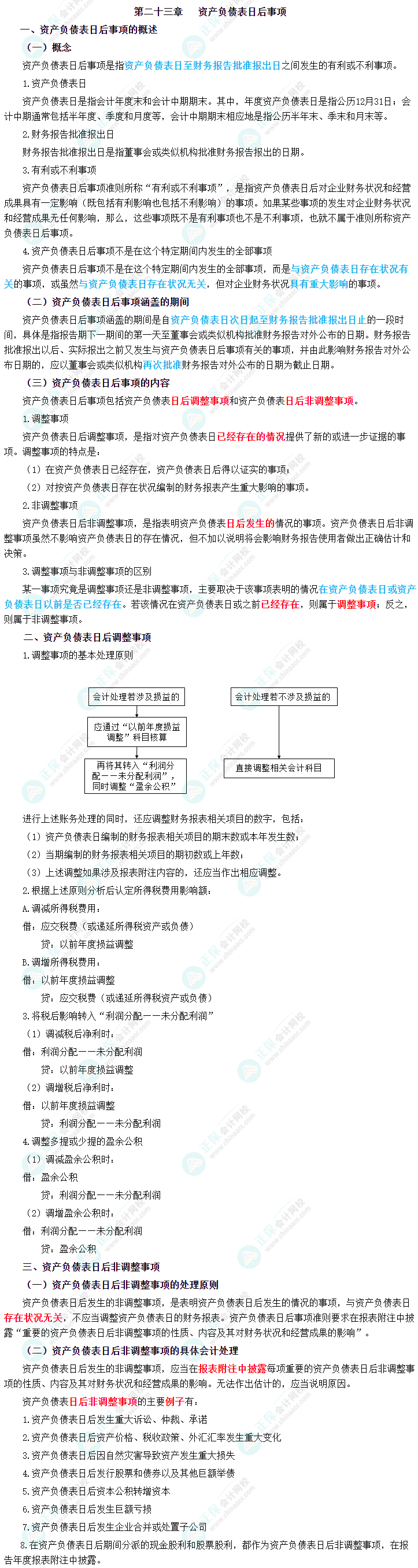 2023年中級(jí)會(huì)計(jì)職稱(chēng)《中級(jí)會(huì)計(jì)實(shí)務(wù)》三色筆記第二十三章：資產(chǎn)負(fù)債表日后事項(xiàng)