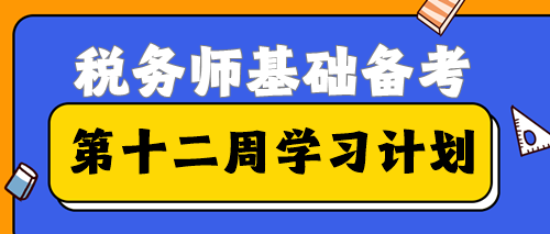 2023稅務(wù)師基礎(chǔ)備考進入第十二周學(xué)習(xí)計劃