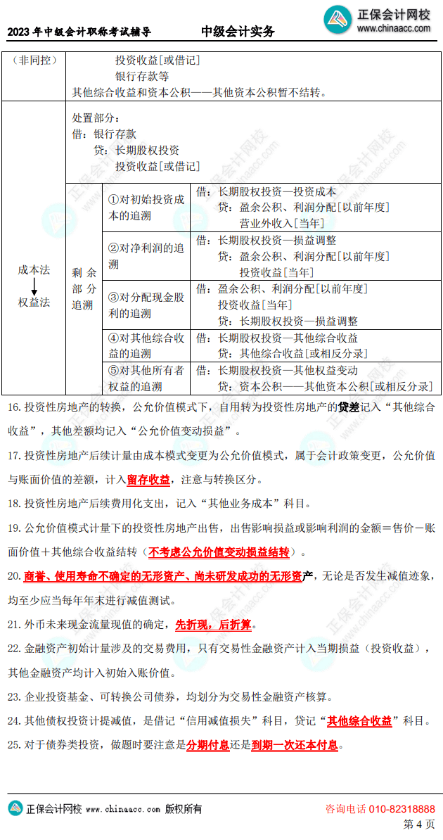 中級會計考前10頁紙4