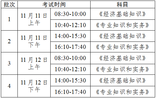 北京中級經(jīng)濟(jì)師考試安排