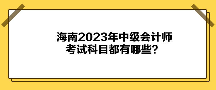 海南2023年中級(jí)會(huì)計(jì)師考試科目都有哪些？