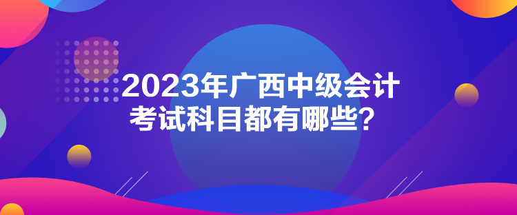 2023年廣西中級(jí)會(huì)計(jì)考試科目都有哪些？