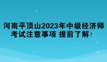 河南平頂山2023年中級(jí)經(jīng)濟(jì)師考試注意事項(xiàng) 提前了解！