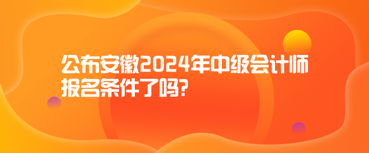 公布安徽2024年中級(jí)會(huì)計(jì)師報(bào)名條件了嗎？