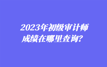 2023年初級審計師成績在哪里查詢？