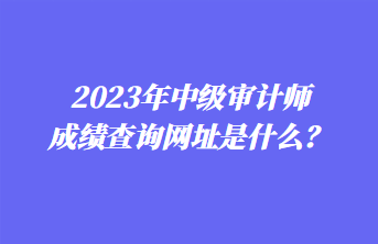 2023年中級審計師成績查詢網址是什么？