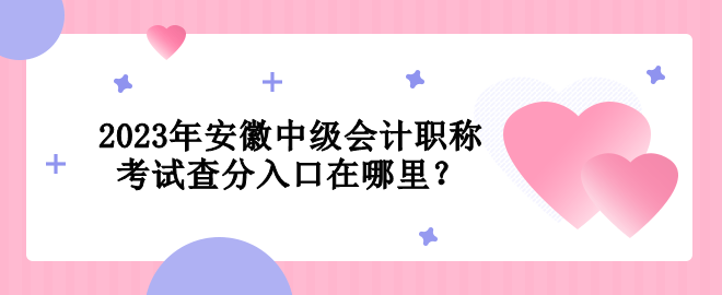 2023年安徽中級會計職稱考試查分入口在哪里？