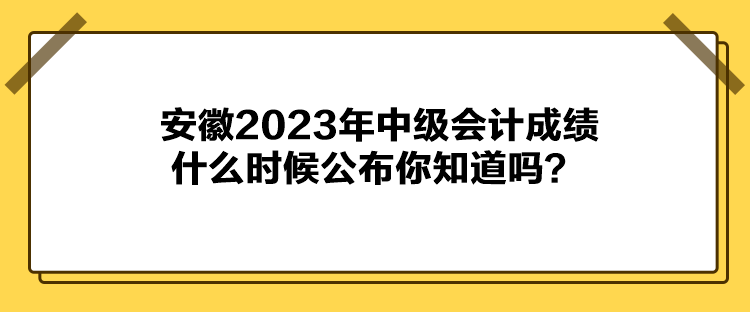 安徽2023年中級會計成績什么時候公布你知道嗎？