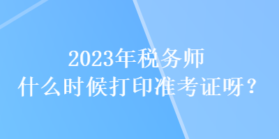 2023年稅務(wù)師什么時(shí)候打印準(zhǔn)考證呀？