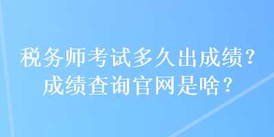 稅務師考試多久出成績？成績查詢官網是啥？