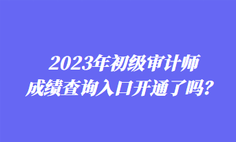 2023年初級審計師成績查詢?nèi)肟陂_通了嗎？