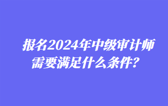 報(bào)名2024年中級審計(jì)師需要滿足什么條件？