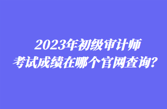 2023年初級審計師考試成績在哪個官網查詢？