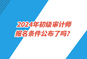 2024年初級審計師報名條件公布了嗎？