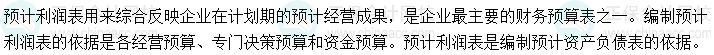 2024中級會計(jì)財(cái)務(wù)管理預(yù)習(xí)階段必看知識點(diǎn)：預(yù)計(jì)利潤表的編制