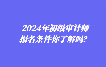 2024年初級審計師報名條件你了解嗎？