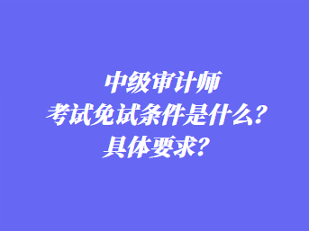 中級(jí)審計(jì)師考試免試條件是什么？具體要求？