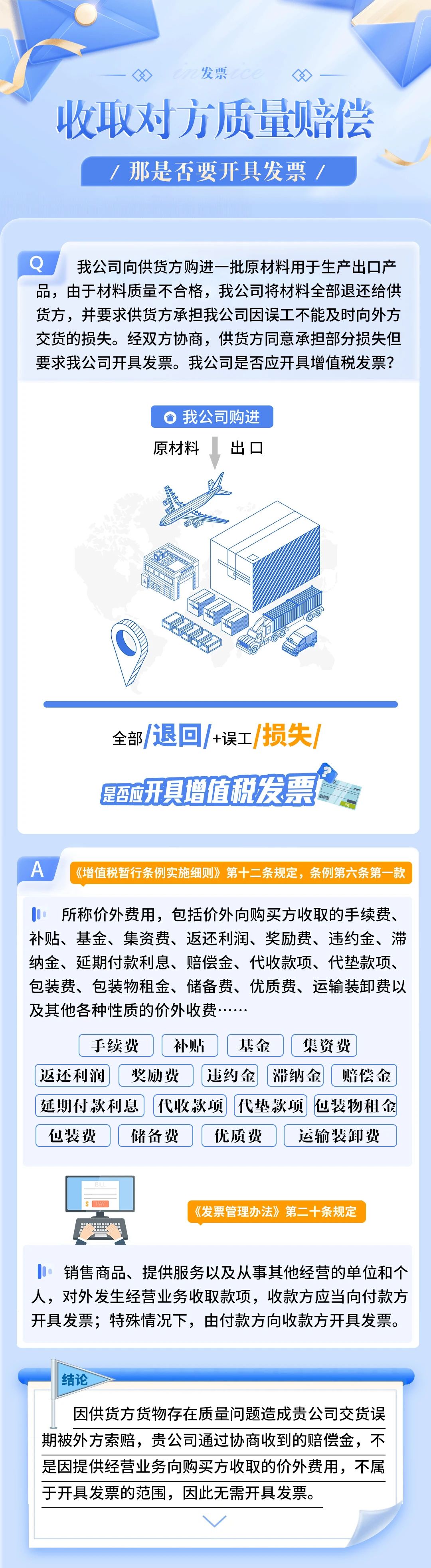 收取對(duì)方質(zhì)量賠償，是否要開具發(fā)票？