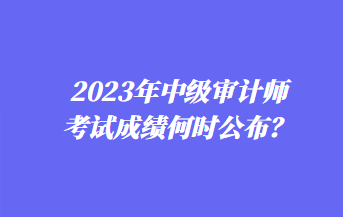 2023年中級(jí)審計(jì)師考試成績(jī)何時(shí)公布？