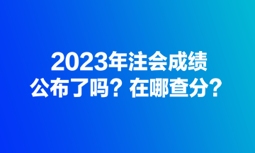 2023年注會(huì)成績(jī)公布了嗎？在哪查分？