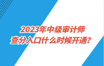 2023年中級審計師查分入口什么時候開通？