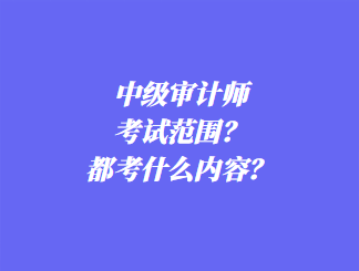 中級審計師考試范圍？都考什么內(nèi)容？