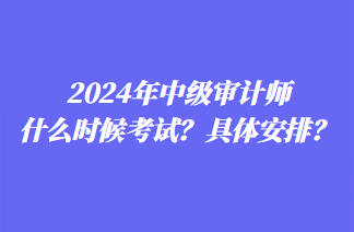 2024年中級審計師什么時候考試？具體安排？