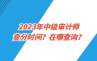 2023年中級審計師查分時間？在哪查詢？