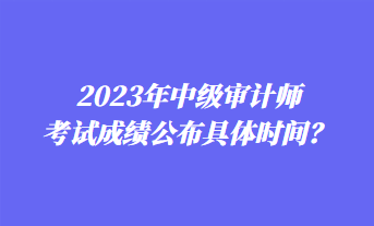 2023年中級審計師考試成績公布具體時間？