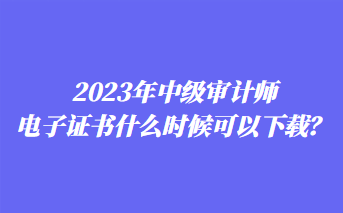 2023年中級(jí)審計(jì)師電子證書什么時(shí)候可以下載？