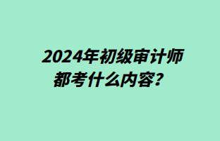 2024年初級審計(jì)師都考什么內(nèi)容？