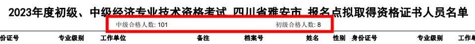 四川雅安2023年初中級經濟師考試通過率