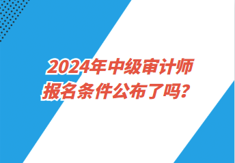 2024年中級審計師報名條件公布了嗎？