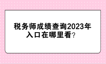 稅務(wù)師成績(jī)查詢2023年入口在哪里看？