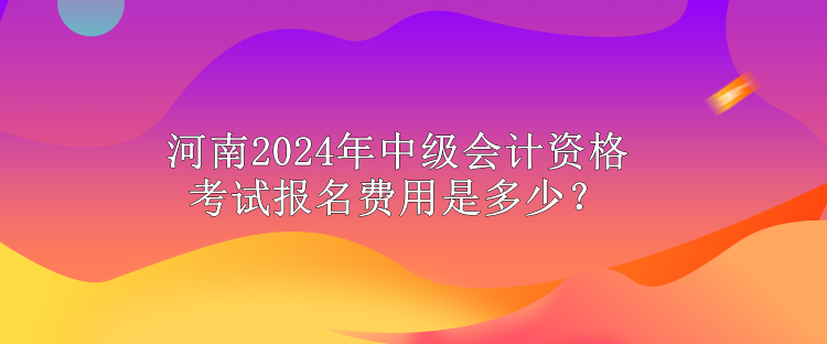 河南2024年中級會計資格考試報名費用是多少？