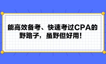 能高效備考、快速考過CPA的野路子，雖野但好用！