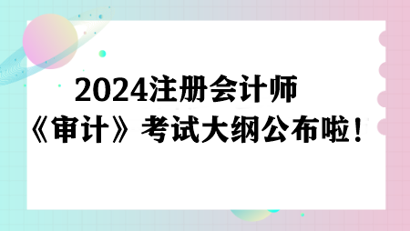 重磅！2024注冊會計師《審計》考試大綱已公布！