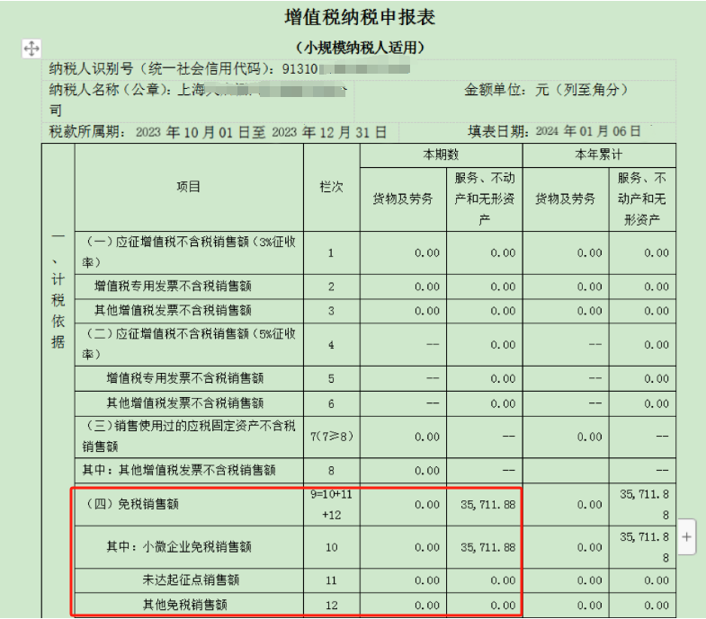 增值稅納稅申報表