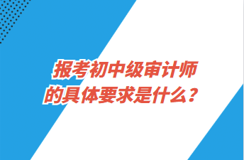 報考初中級審計師的具體要求是什么？