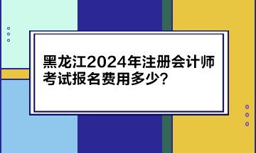 黑龍江2024年注冊會計師考試報名費用多少？