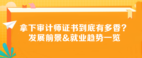 拿下審計(jì)師證書(shū)到底有多香？發(fā)展前景&就業(yè)趨勢(shì)一覽